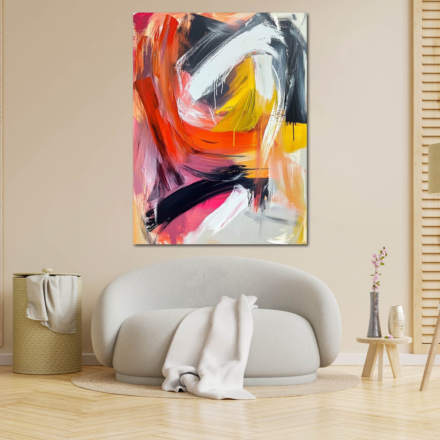 Abstrakt Pinselschwünge Leinwandbild Wandbild Kunstdruck XL Wanddeko