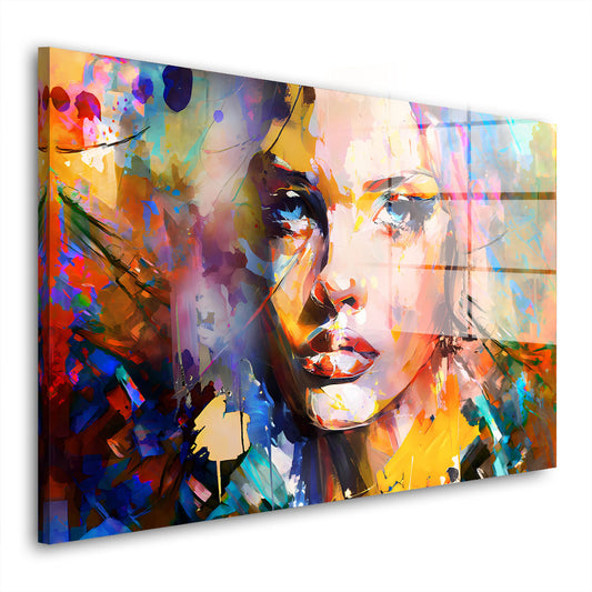 Abstrakt Frau bunt Acrylglasbild Wandbild Bild Wanddeko Wohnzimmer XL