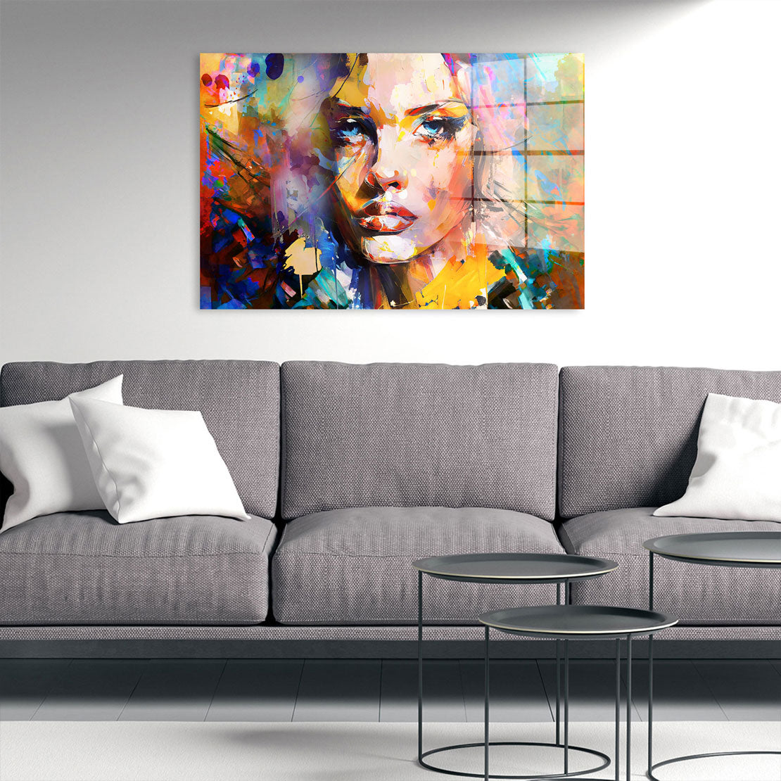 Abstrakt Frau bunt Acrylglasbild Wandbild Bild Wanddeko Wohnzimmer XL