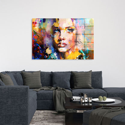 Abstrakt Frau bunt Acrylglasbild Wandbild Bild Wanddeko Wohnzimmer XL