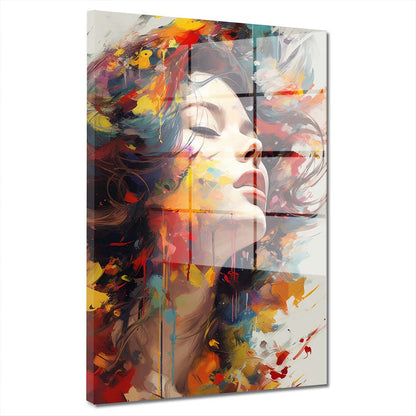 Abstrakt Frau im Wind Acrylglasbild Wandbild Bild Wanddeko Wohnzimmer XL