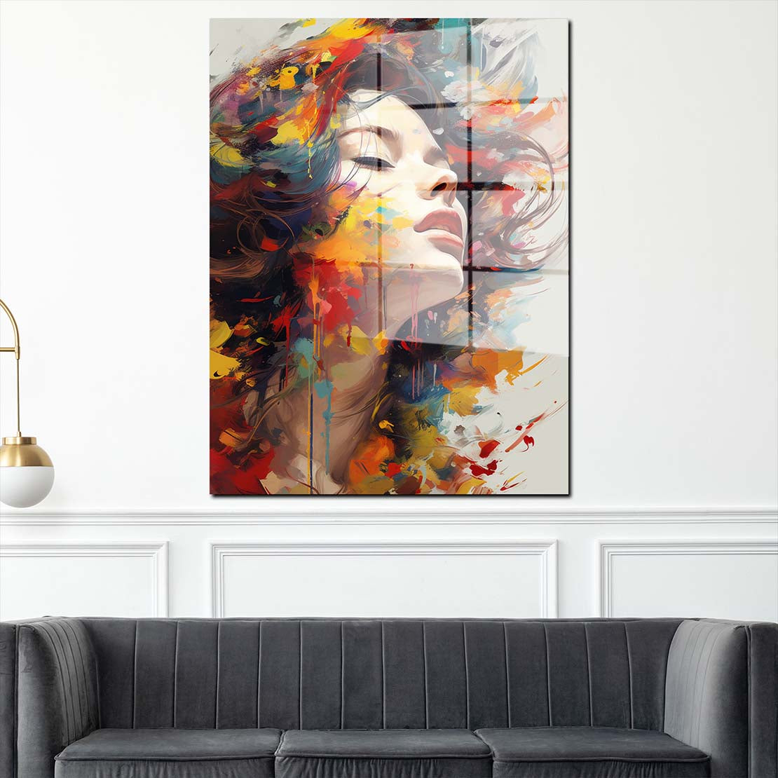 Abstrakt Frau im Wind Acrylglasbild Wandbild Bild Wanddeko Wohnzimmer XL