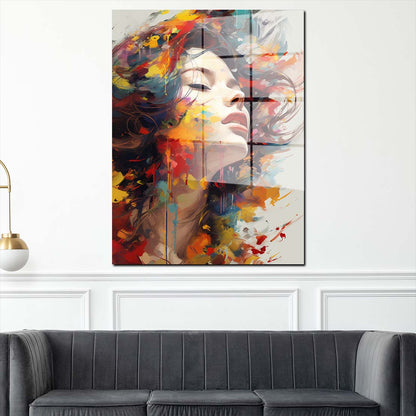 Abstrakt Frau im Wind Acrylglasbild Wandbild Bild Wanddeko Wohnzimmer XL