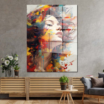 Abstrakt Frau im Wind Acrylglasbild Wandbild Bild Wanddeko Wohnzimmer XL