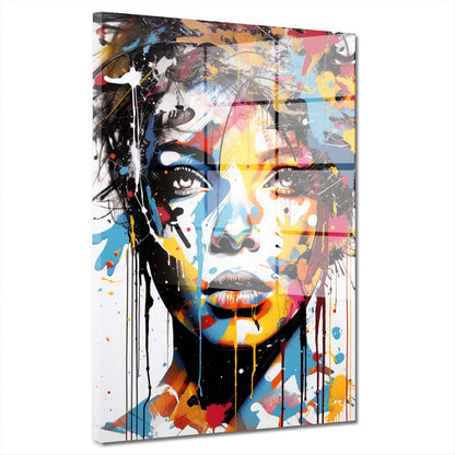 Abstrakt Frau Pop Art Acrylglasbild Wandbild Bild Wanddeko Wohnzimmer XL