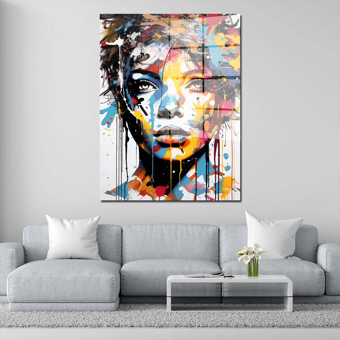 Abstrakt Frau Pop Art Acrylglasbild Wandbild Bild Wanddeko Wohnzimmer XL