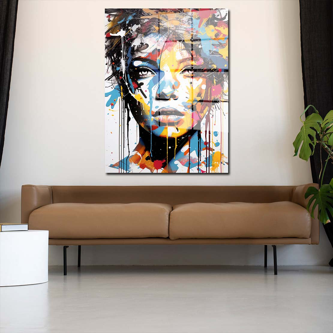 Abstrakt Frau Pop Art Acrylglasbild Wandbild Bild Wanddeko Wohnzimmer XL