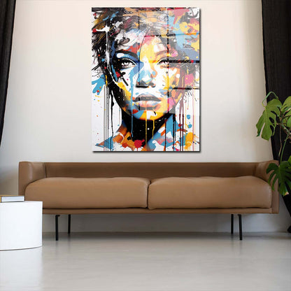 Abstrakt Frau Pop Art Acrylglasbild Wandbild Bild Wanddeko Wohnzimmer XL