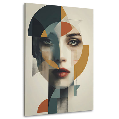 Abstrakt Frauenporträt Geometrie Wandbild Leinwandbild Kunstdruck XL Wanddeko