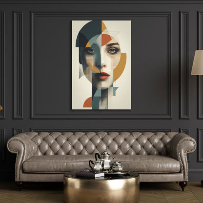 Abstrakt Frauenporträt Geometrie Wandbild Leinwandbild Kunstdruck XL Wanddeko
