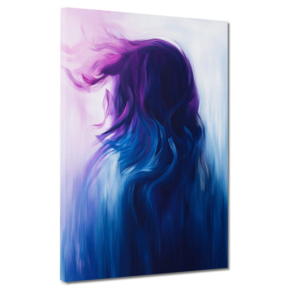 Abstrakt Frauensilhouette Lila Blau Leinwandbild Wandbild Kunstdruck XL Wanddeko