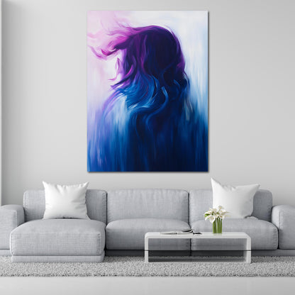 Abstrakt Frauensilhouette Lila Blau Leinwandbild Wandbild Kunstdruck XL Wanddeko
