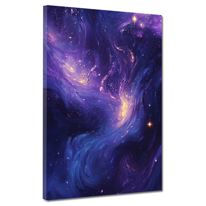 Abstrakt Galaxie Lila Blau Sterne Leinwandbild Wandbild Kunstdruck XL Wanddeko