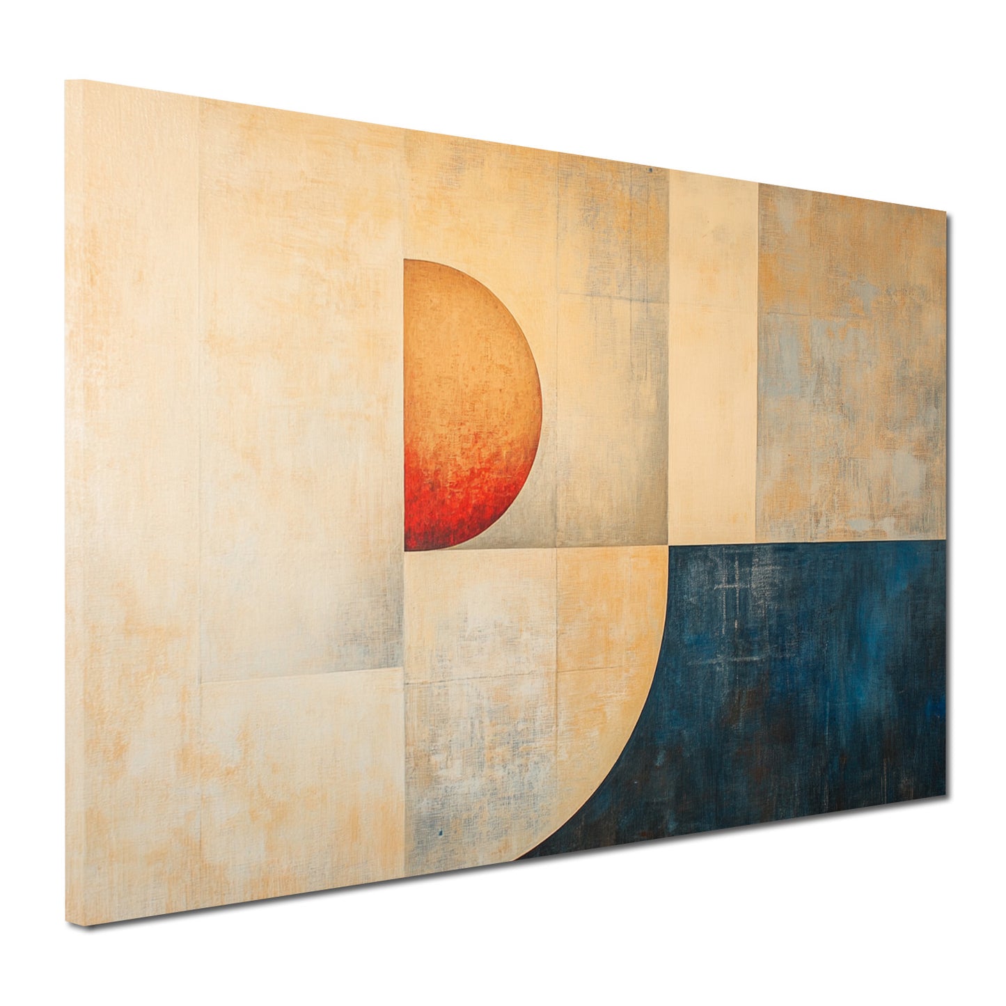 Abstrakt Geometrie Beige Blau Wandbild Leinwandbild Kunstdruck XL Wanddeko