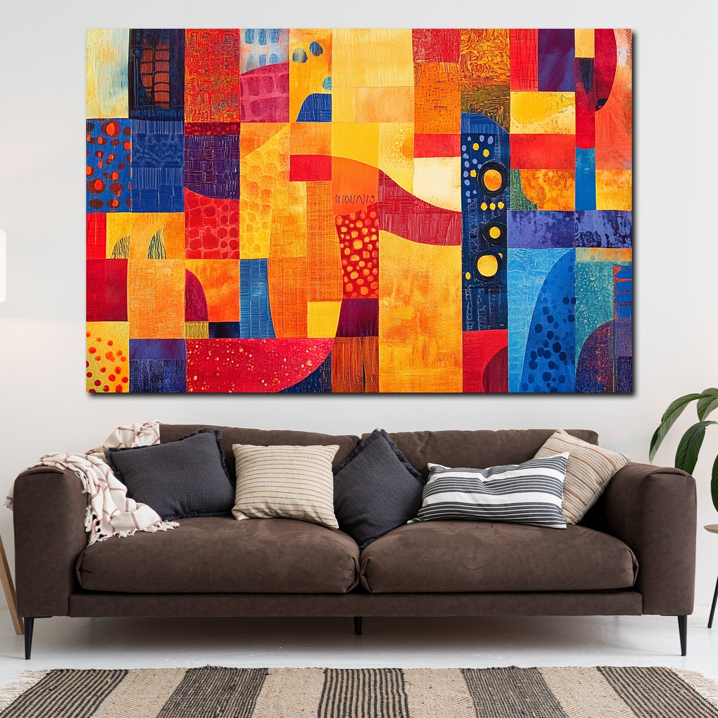 Abstrakt Geometrie warme Farben Wandbild Leinwandbild Kunstdruck XL Wanddeko