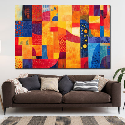 Abstrakt Geometrie warme Farben Wandbild Leinwandbild Kunstdruck XL Wanddeko