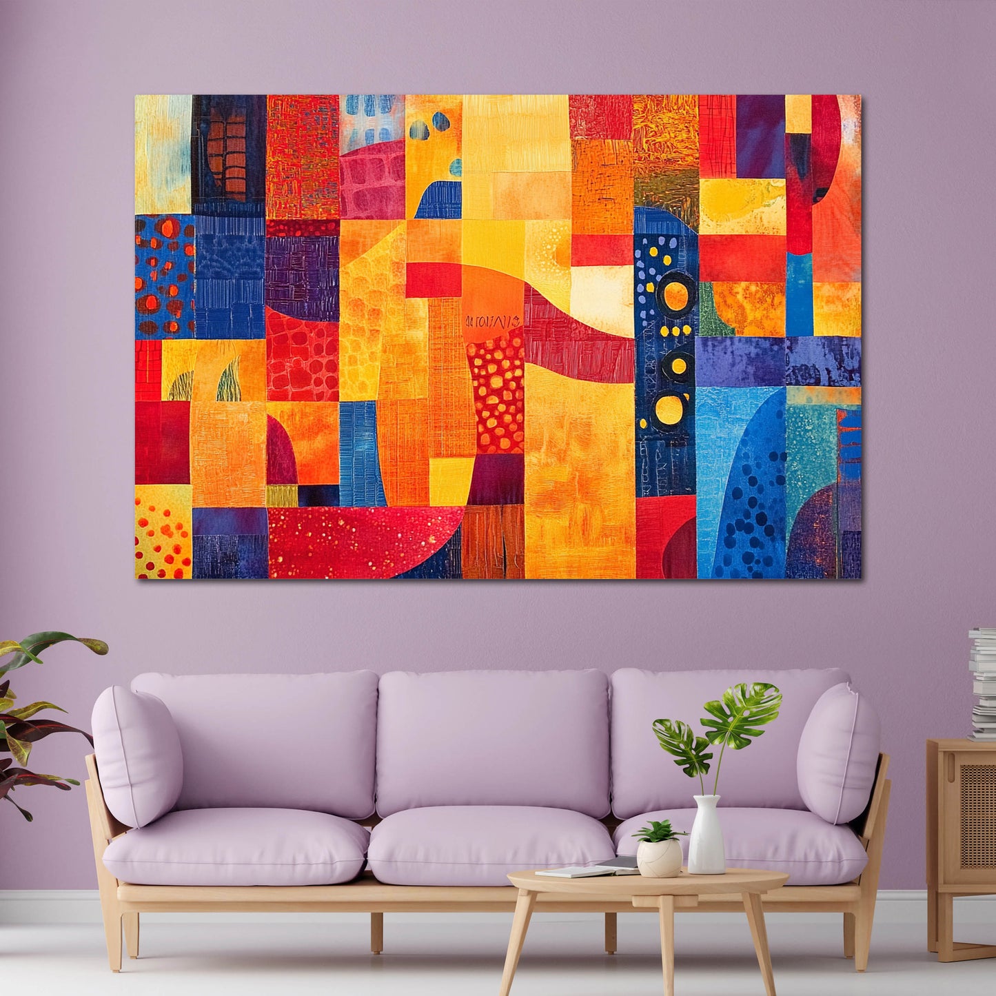 Abstrakt Geometrie warme Farben Wandbild Leinwandbild Kunstdruck XL Wanddeko