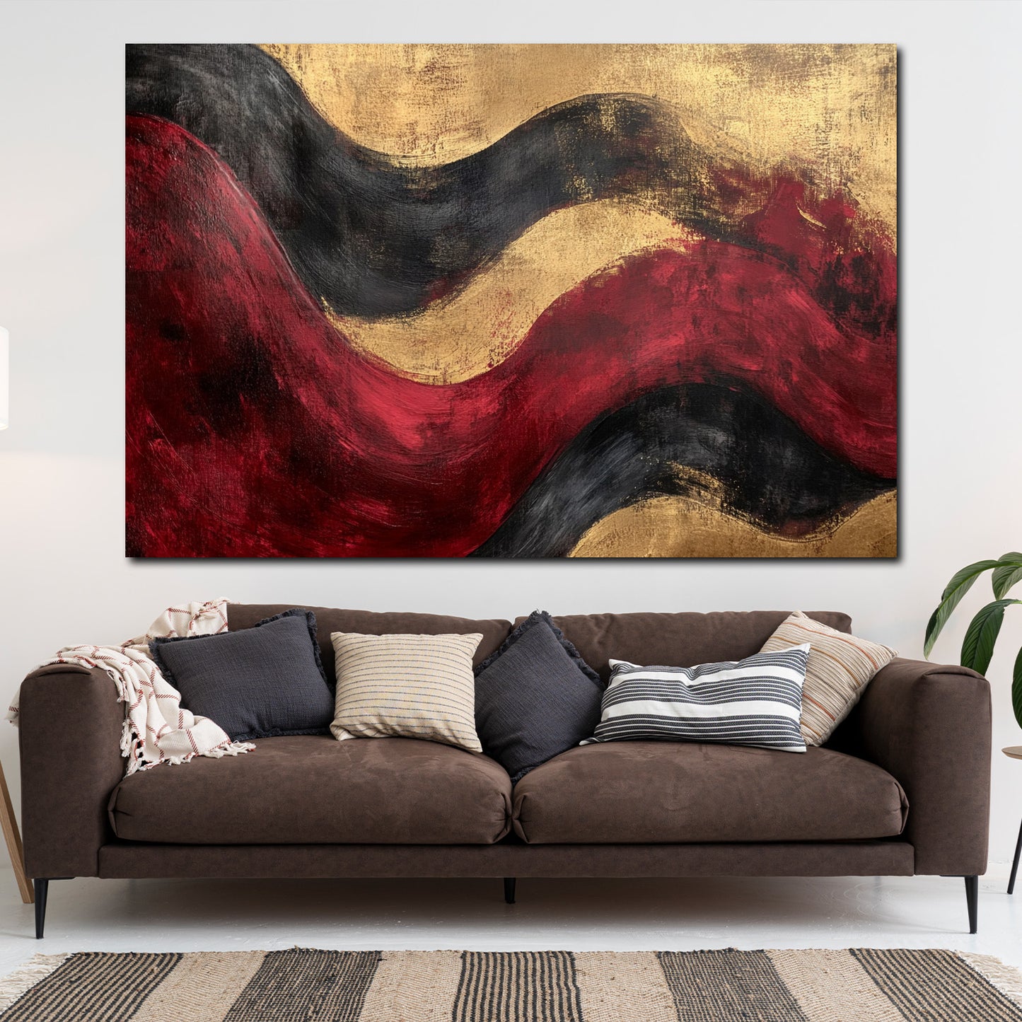 Abstrakt Gold Rot Schwarz Wandbild Leinwandbild Kunstdruck XL Wanddeko