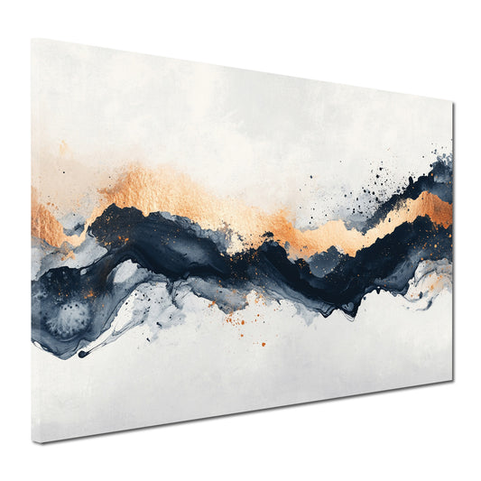 Abstrakt Goldakzent Dunkelblau Wandbild Leinwandbild Kunstdruck XL Wanddeko