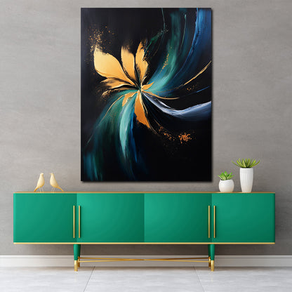 Abstrakt Goldform Türkis Strukturen Leinwandbild Wandbild Kunstdruck XL Wanddeko