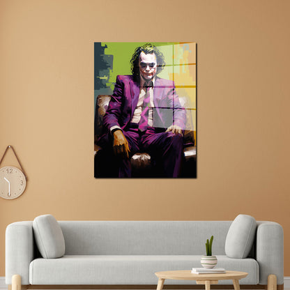 Abstrakt Joker im Anzug Acrylglasbild Wandbild Bild Wanddeko Wohnzimmer XL
