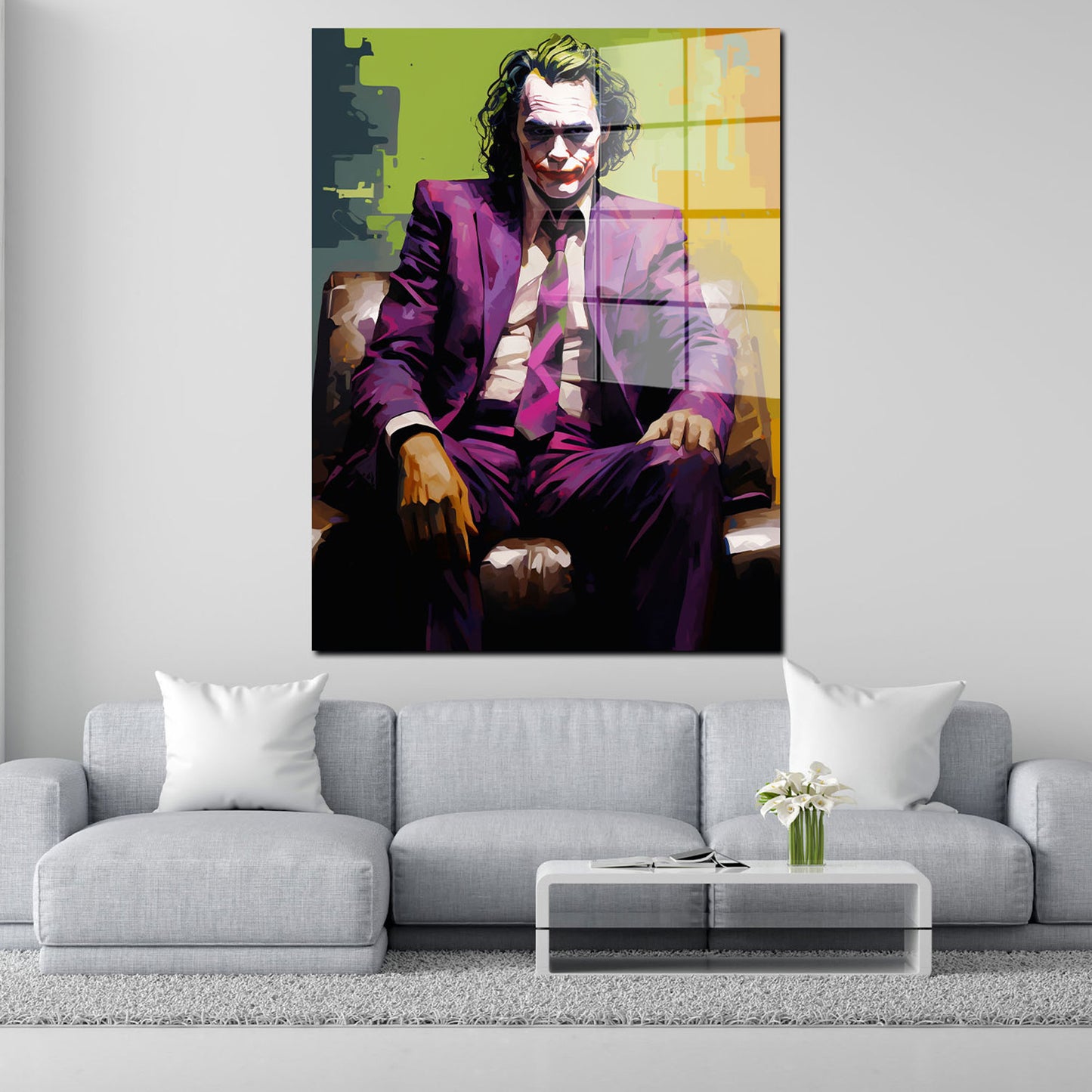 Abstrakt Joker im Anzug Acrylglasbild Wandbild Bild Wanddeko Wohnzimmer XL