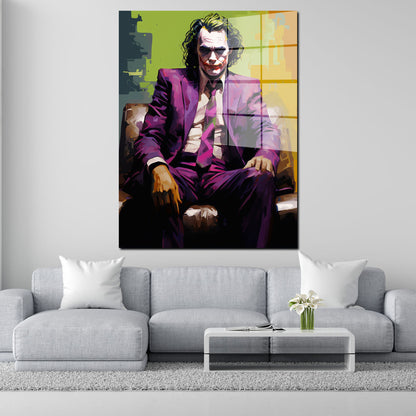Abstrakt Joker im Anzug Acrylglasbild Wandbild Bild Wanddeko Wohnzimmer XL