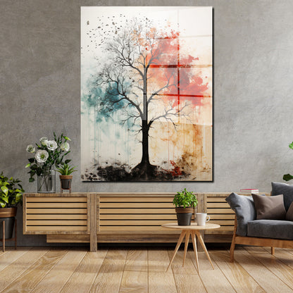 Abstrakt kahler Baum Acrylglasbild Wandbild Bild Wanddeko Wohnzimmer XL