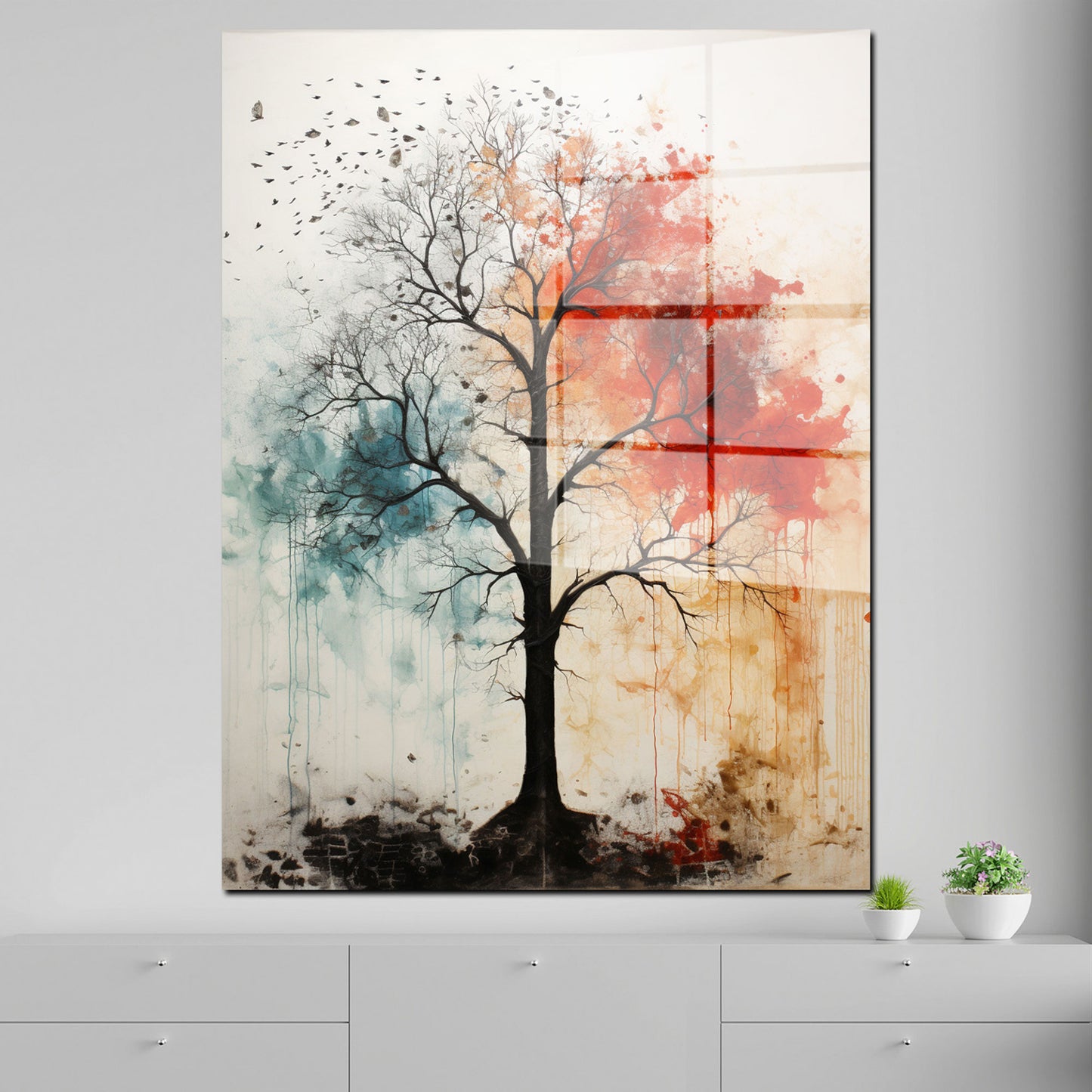Abstrakt kahler Baum Acrylglasbild Wandbild Bild Wanddeko Wohnzimmer XL