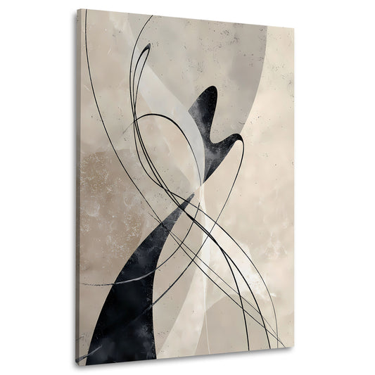 Abstrakt Linienkunst Beige Wandbild Leinwandbild Kunstdruck XL Wanddeko