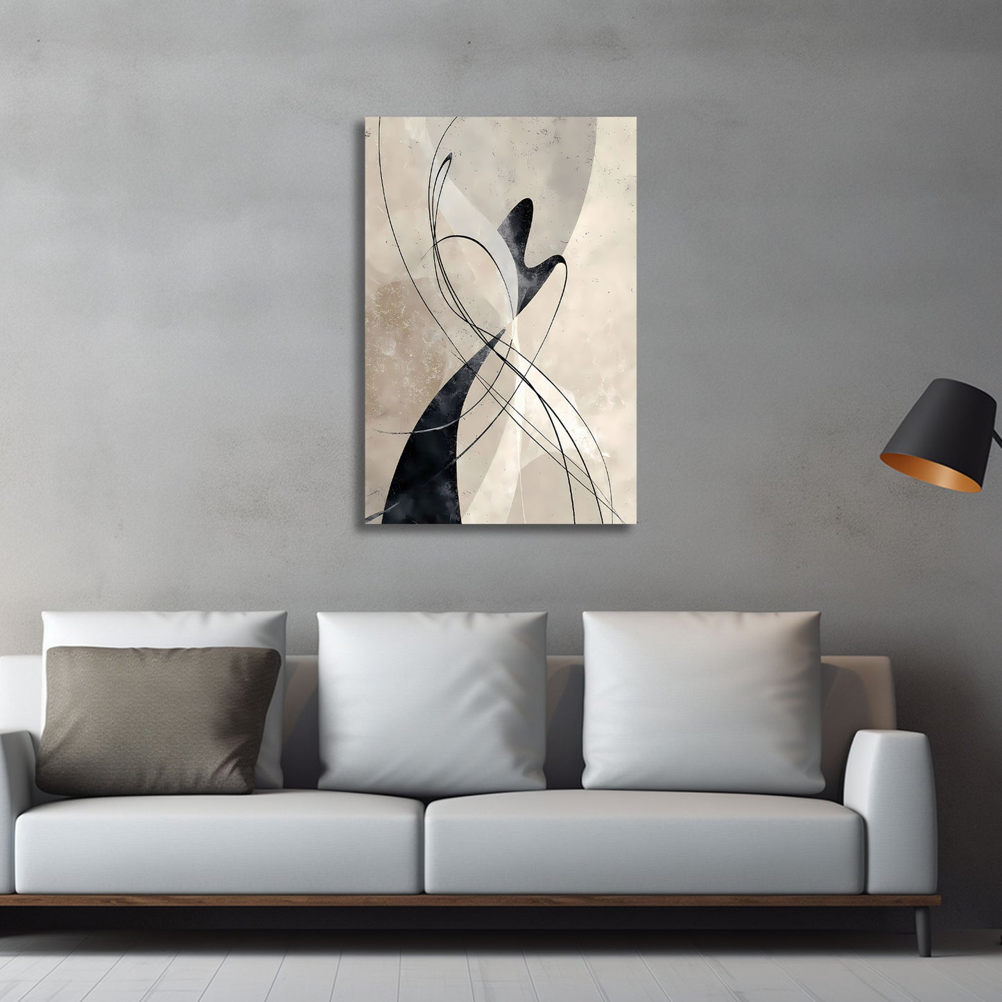 Abstrakt Linienkunst Beige Wandbild Leinwandbild Kunstdruck XL Wanddeko