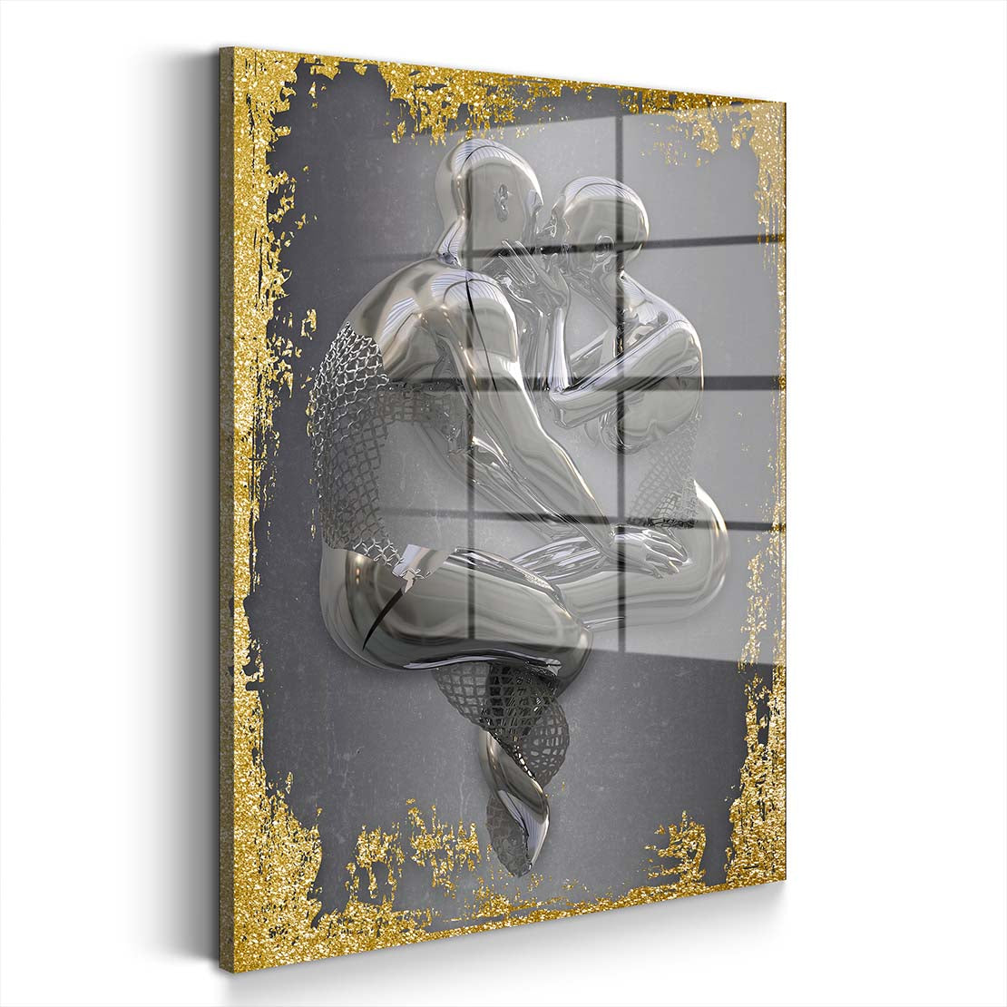 Abstrakt Metallfigur 2 Körper Acrylglasbild Wandbild Bild Wanddeko Wohnzimmer XL