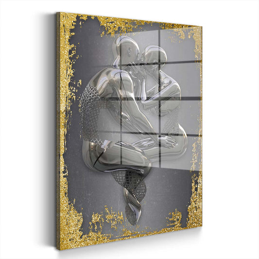 Abstrakt Metallfigur 2 Körper Acrylglasbild Wandbild Bild Wanddeko Wohnzimmer XL