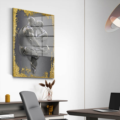 Abstrakt Metallfigur 2 Körper Acrylglasbild Wandbild Bild Wanddeko Wohnzimmer XL