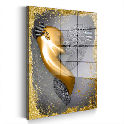 Abstrakt Metallfigur Kiss Metallic Acrylglasbild Wandbild Wanddeko Wohnzimmer XL