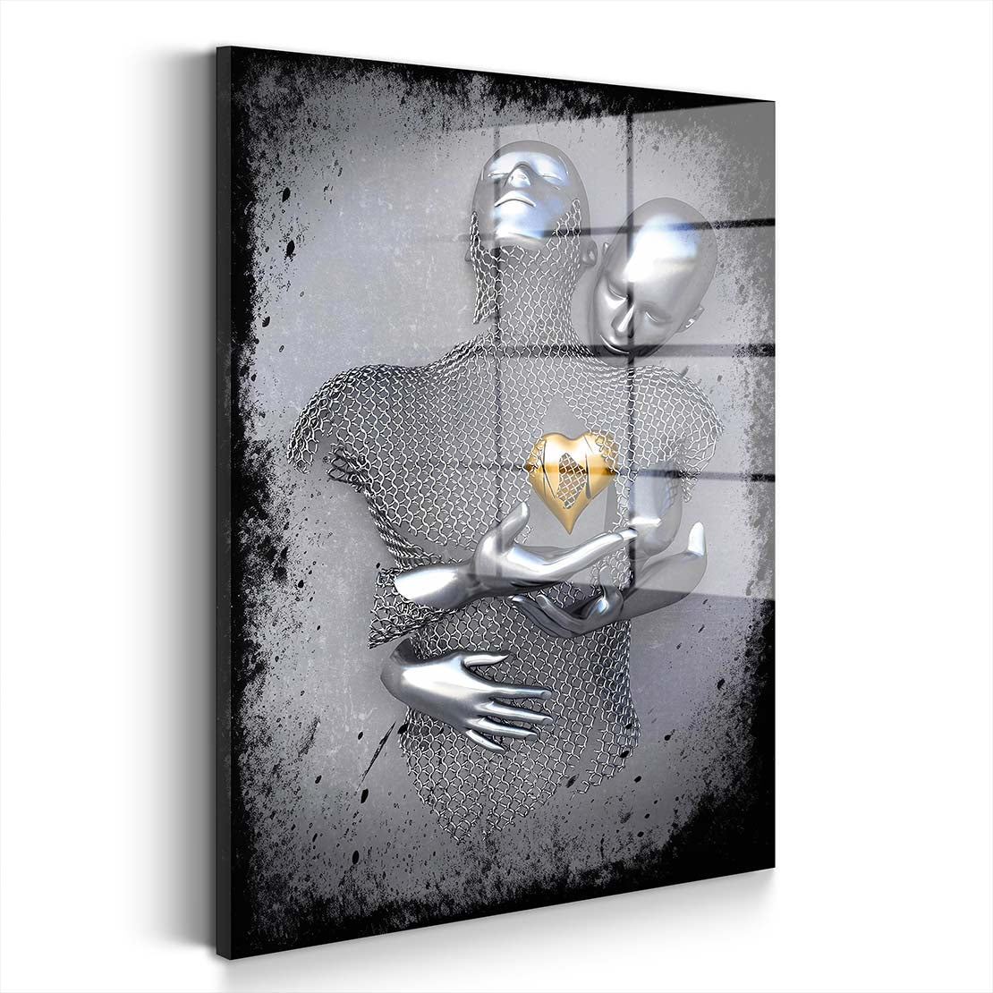 Abstrakt Metallfigur Two Lovers Acrylglasbild Wandbild Wanddeko Wohnzimmer XL