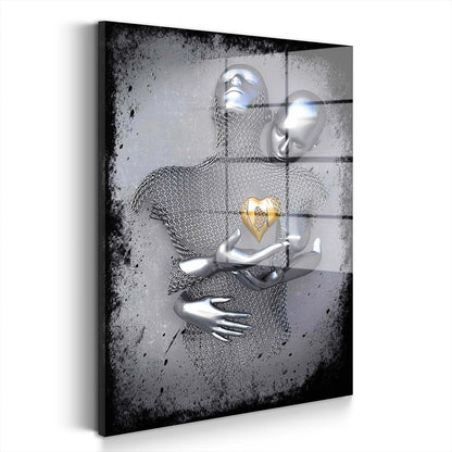 Abstrakt Metallfigur Two Lovers Acrylglasbild Wandbild Wanddeko Wohnzimmer XL