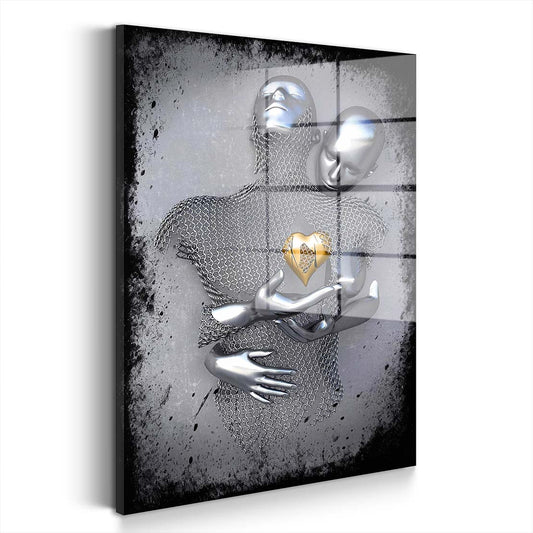 Abstrakt Metallfigur Two Lovers Acrylglasbild Wandbild Wanddeko Wohnzimmer XL