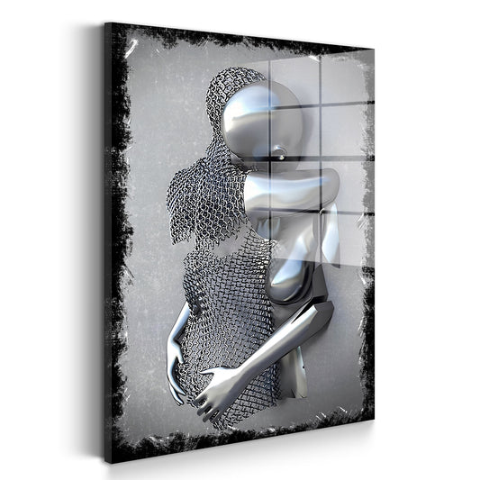Abstrakt Metallfigur Two Lovers Metall Acrylglasbild Wandbild Bild Deko Wohnzimmer XL