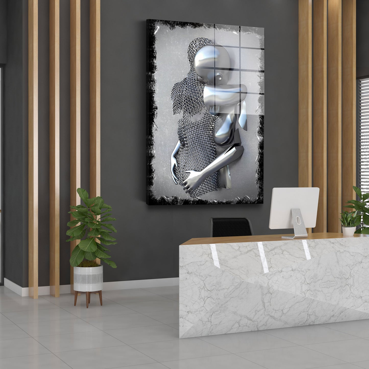 Abstrakt Metallfigur Two Lovers Metall Acrylglasbild Wandbild Bild Deko Wohnzimmer XL
