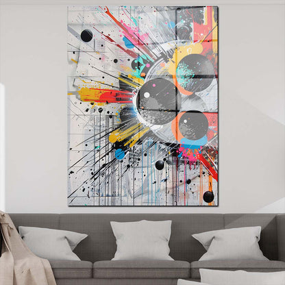 Abstrakt modern mit Farbexplosion Acrylglasbild Wandbild Wanddeko Wohnzimmer XL