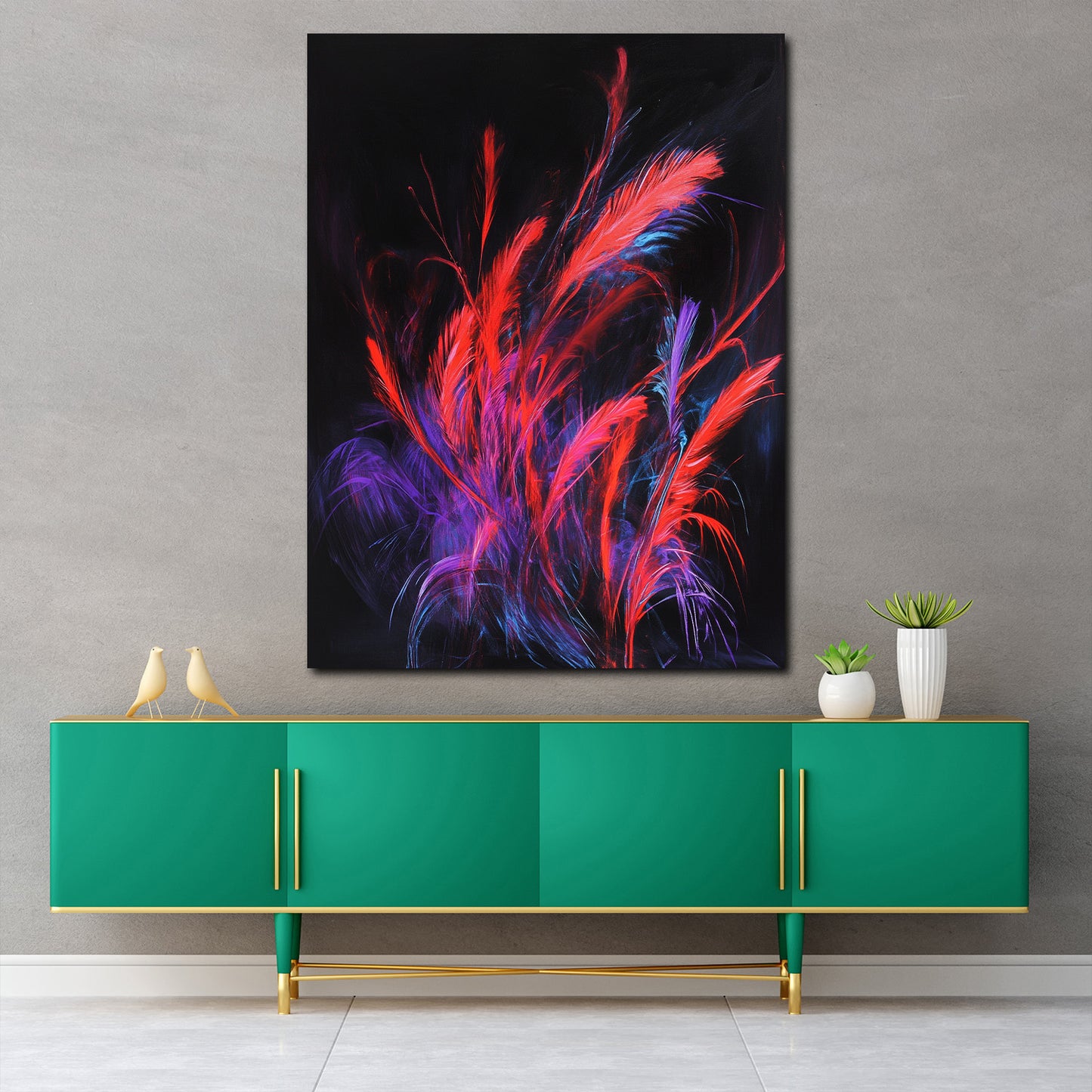 Abstrakt Neonfarben schwarz Leinwandbild Wandbild Kunstdruck XL Wanddeko