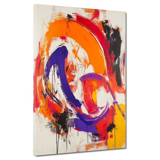 Abstrakt Orange Lila expressiv Leinwandbild Wandbild Kunstdruck XL Wanddeko