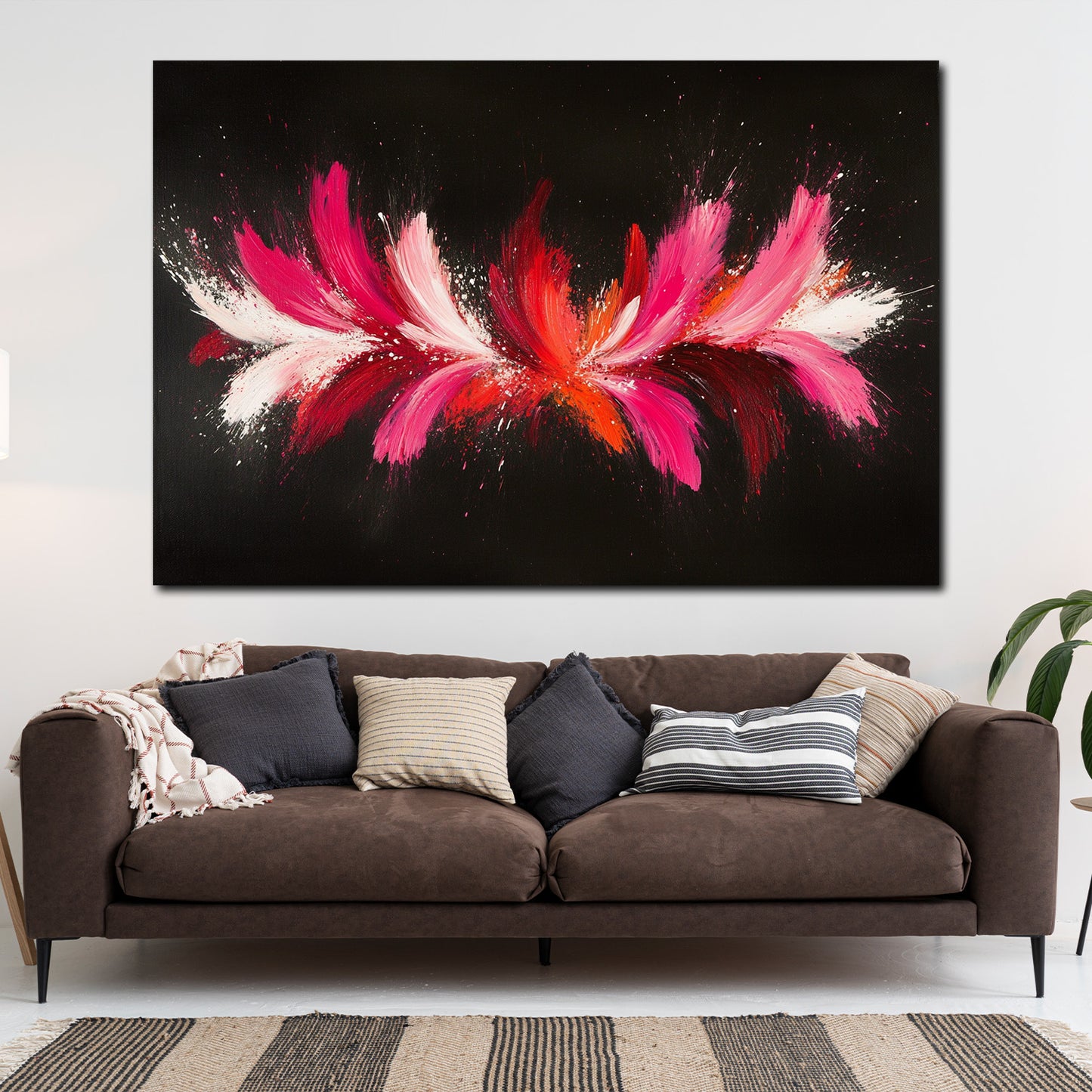 Abstrakt Pink Rot Blütenform Wandbild Leinwandbild Kunstdruck XL Wanddeko