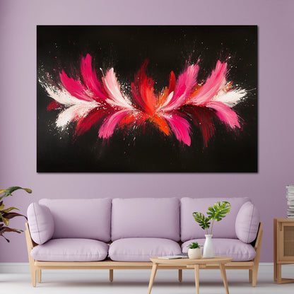 Abstrakt Pink Rot Blütenform Wandbild Leinwandbild Kunstdruck XL Wanddeko