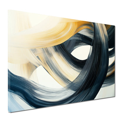 Abstrakt Pinselschwünge Beige Wandbild Leinwandbild Kunstdruck XL Wanddeko