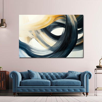 Abstrakt Pinselschwünge Beige Wandbild Leinwandbild Kunstdruck XL Wanddeko