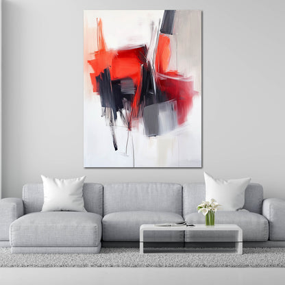 Abstrakt Rot Schwarz Kontraste Leinwandbild Wandbild Kunstdruck XL Wanddeko