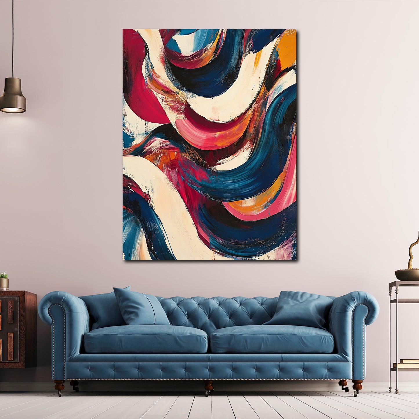 Abstrakt schwungvolle Linien Leinwandbild Wandbild Kunstdruck XL Wanddeko