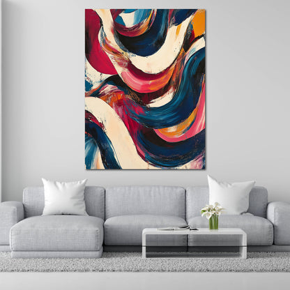 Abstrakt schwungvolle Linien Leinwandbild Wandbild Kunstdruck XL Wanddeko